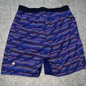 Lululemon Shorts Adult Medium Bluestriae Drawstring Pockets Stretch Lined Men's